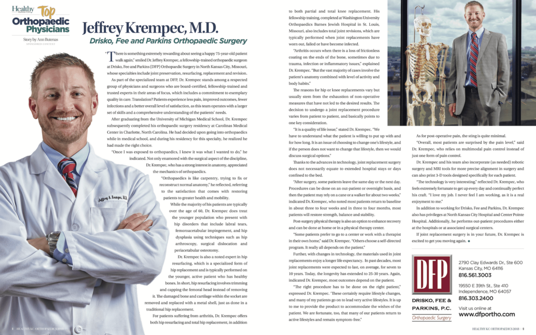 Dr. Krempec Featured as One of KC’s Top Orthopaedic Physicians!