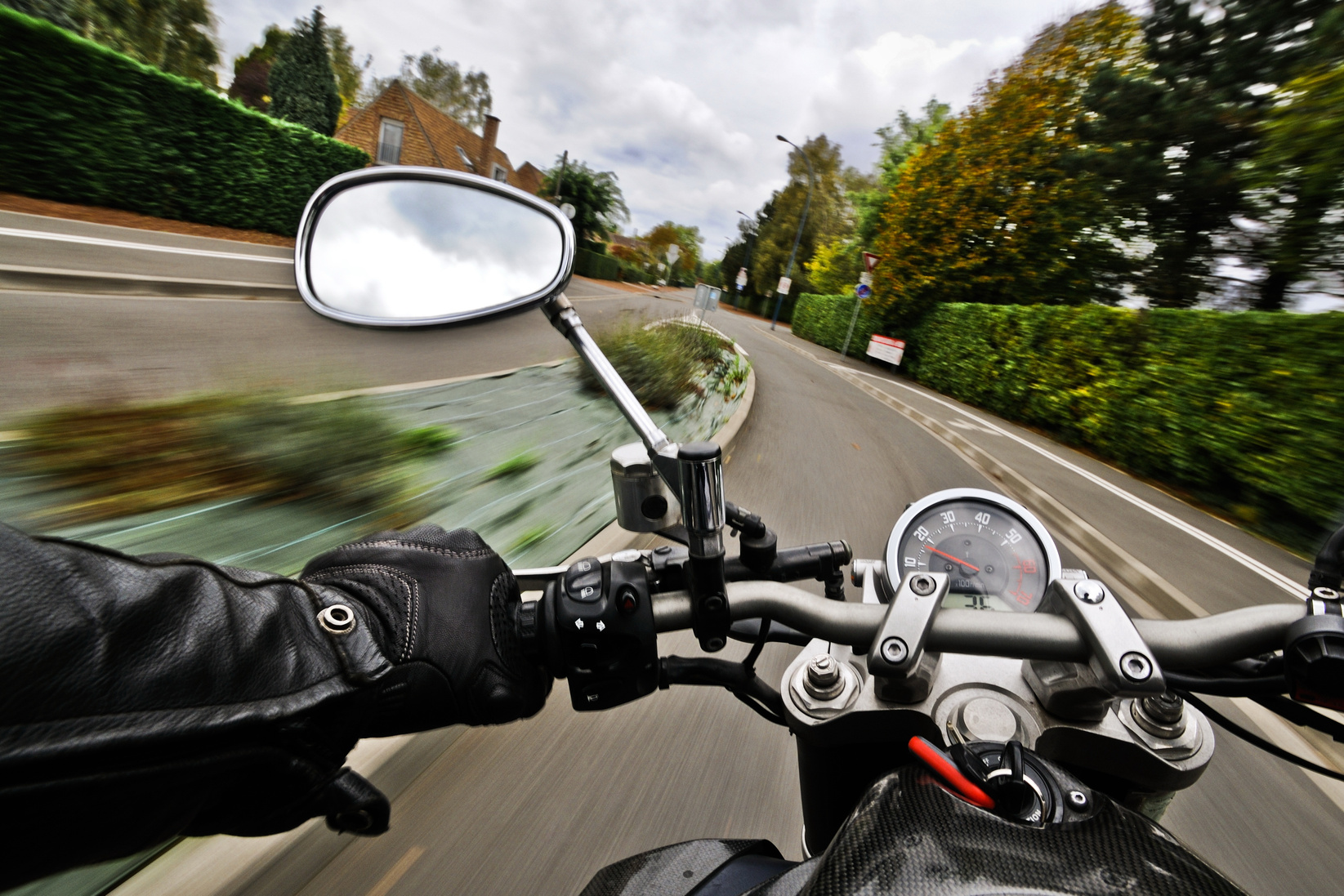 Point of view of a motorcycle rider